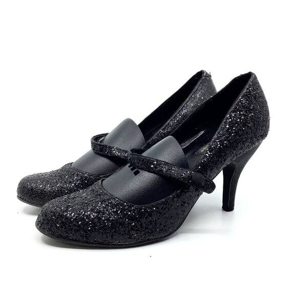 Delicious Black Glitter Strappy Heels - Picture 8 of 8